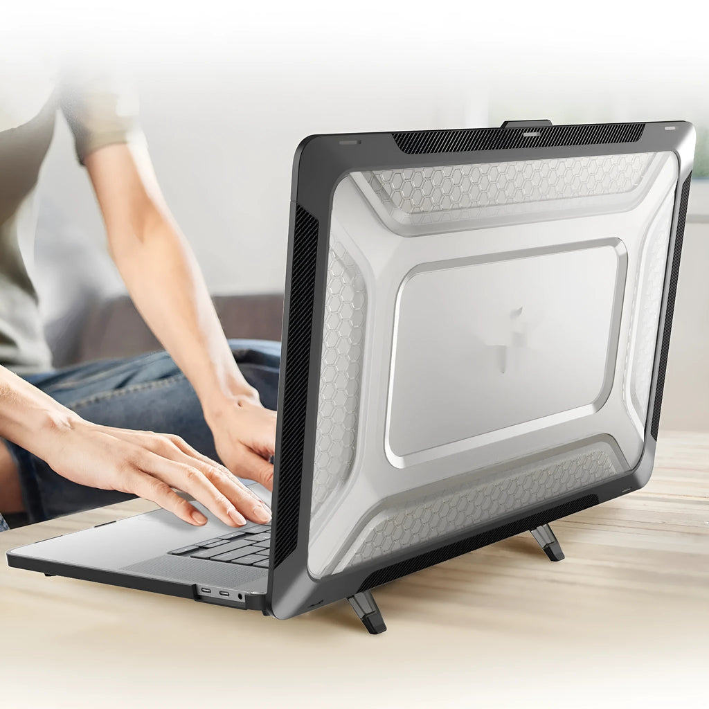 MacBook protective shell case in cold black, starry sky grey, elegant apricot and sapphire blue colours