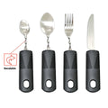 Stainless steel adaptive cutlery set with rubber handle anti-slip grip and spoon