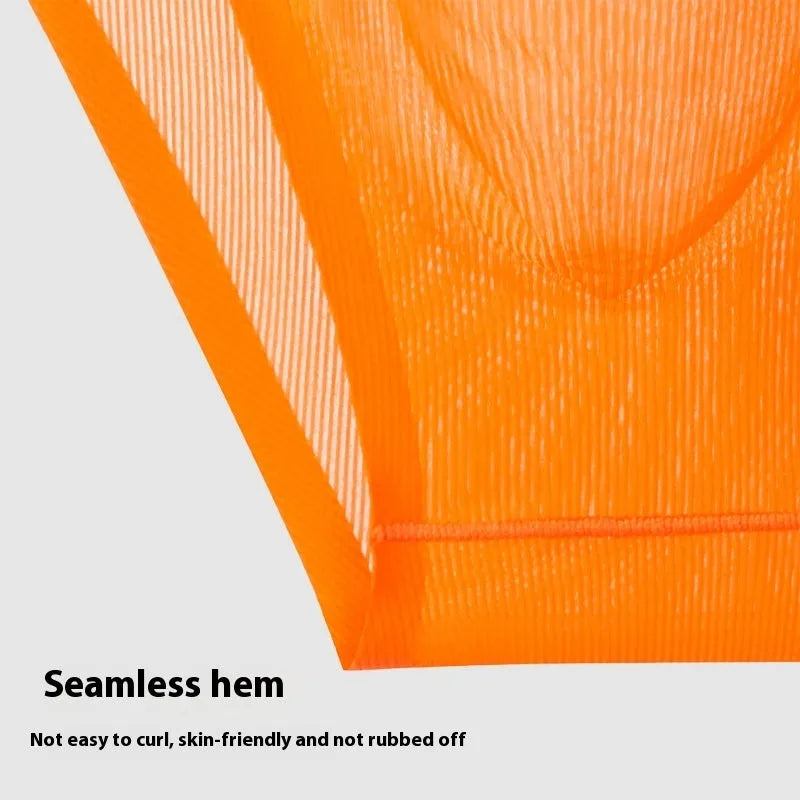 Seamless low waist women's briefs in Ice Silk fabric, shown in multiple colours including black, white, and purple.