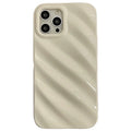 Nordic style pleated silicone iPhone case in silver with laser etching detail.