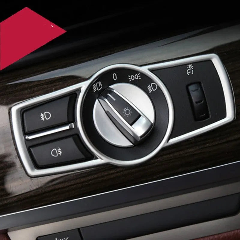 Silver ABS decorative strip for BMW headlight switch frame interior modification