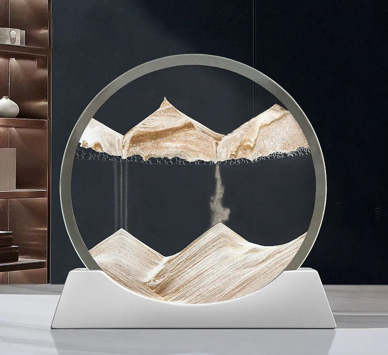 12-inch quicksand painting rotary night lamp in embroidered glass with modern abstract design