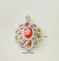 Women's zircon flower pendant necklace in gold, champagne gold, or platinum colour with optional chain