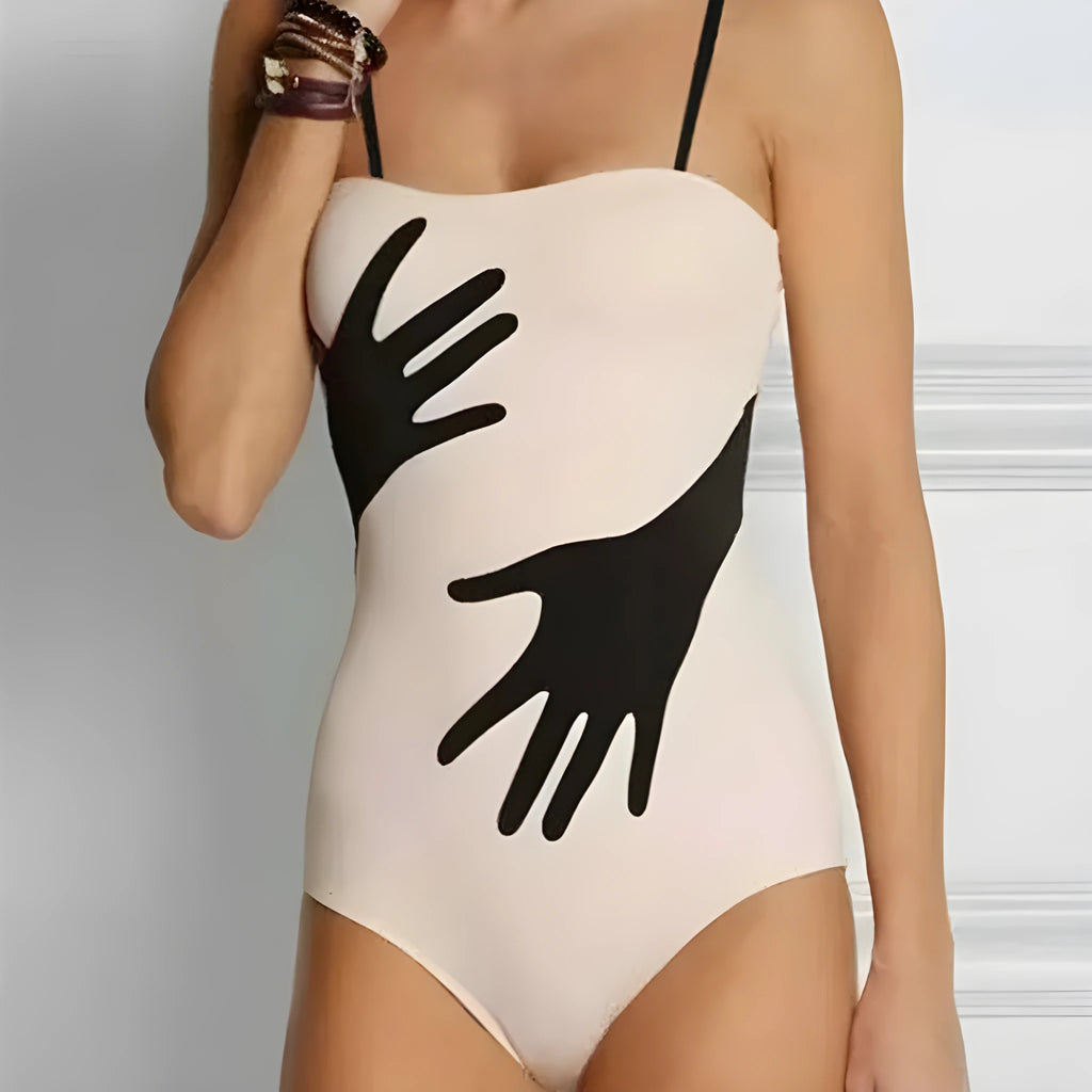 Women's one-piece bikini swimsuit with removable gauze skirt in multiple sizes