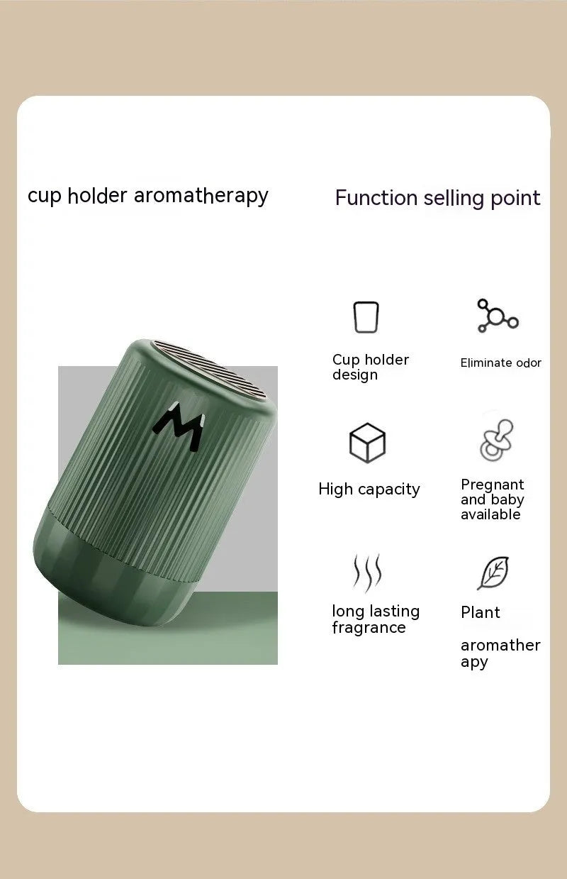 Solid car aromatherapy decorative cup for fragrance and odour removal, 10cm by 6cm.