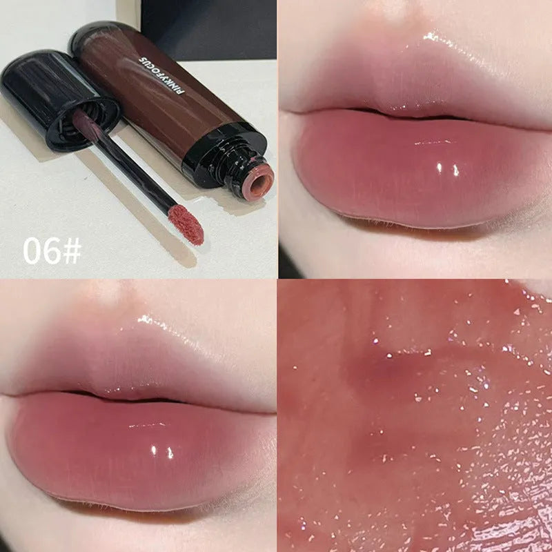 Black Shiny Mirror Lip Lacquer in six colour variants including Black Tomato and Black Orange Brown