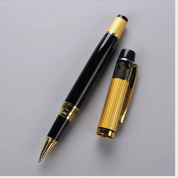 Patterned Orb Pen metal fountain pen black with iridium nib and rotating ink system
