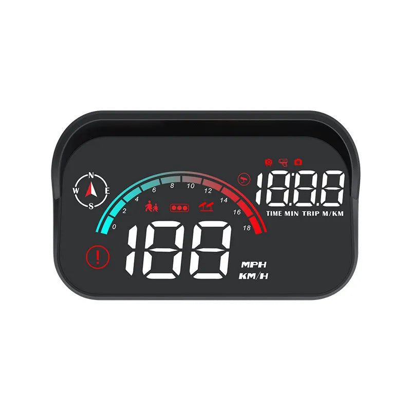 Black universal car head-up display GPS projector showing speed and compass data projection