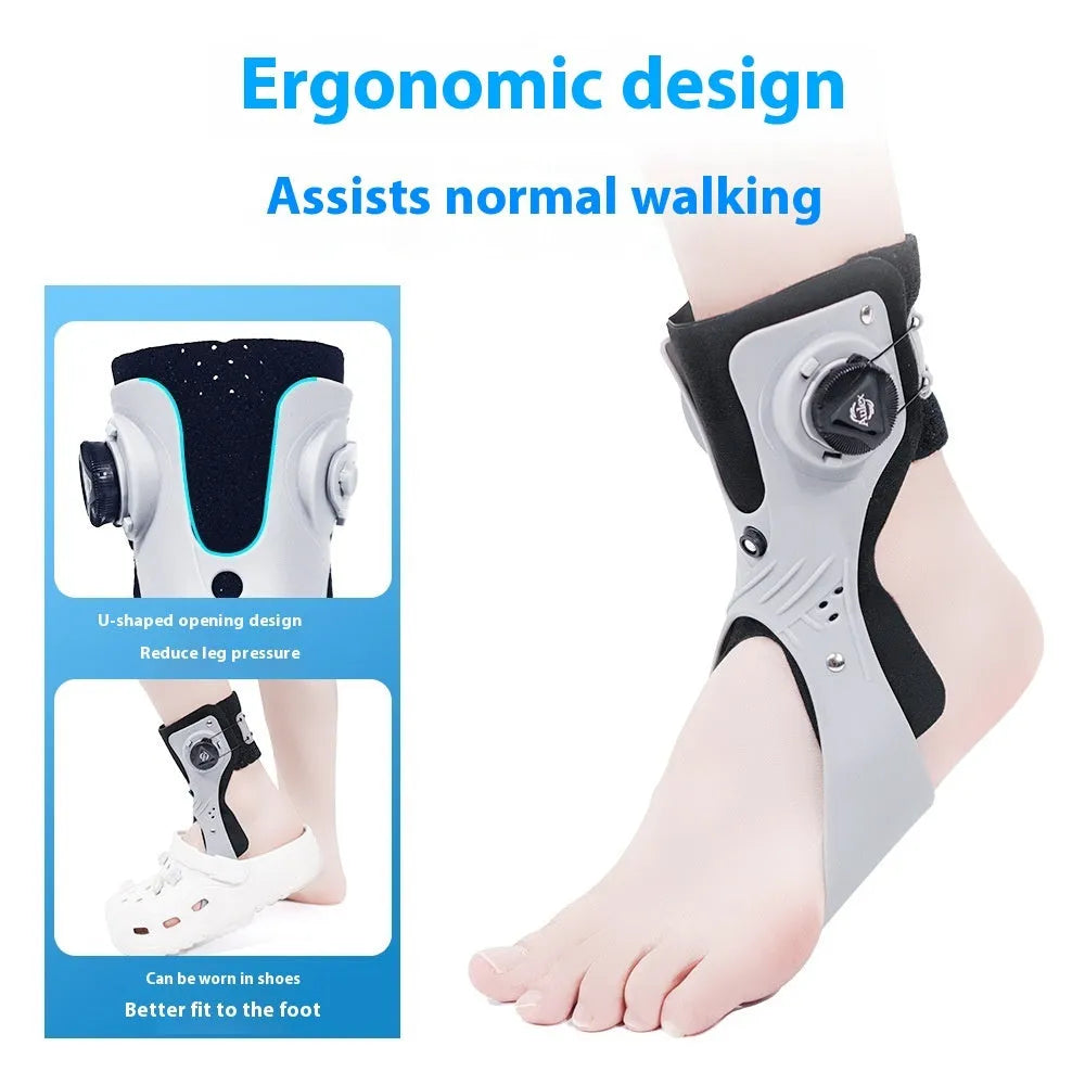 Airbag button ankle brace for left or right foot in black or grey colour