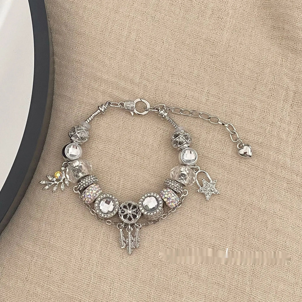 Women's dreamcatcher star bracelet with electroplated finish and colorful crystals