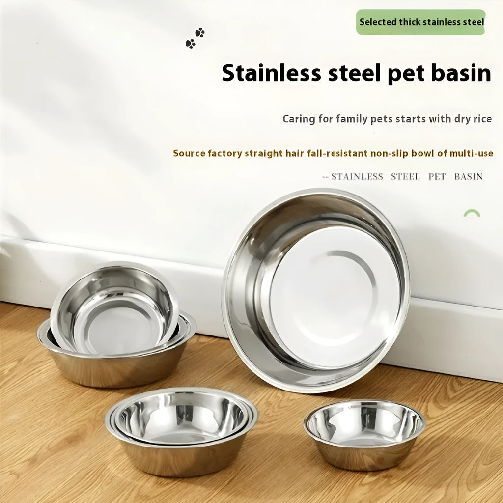 Stainless steel pet bowl for cats and dogs with non-slip design