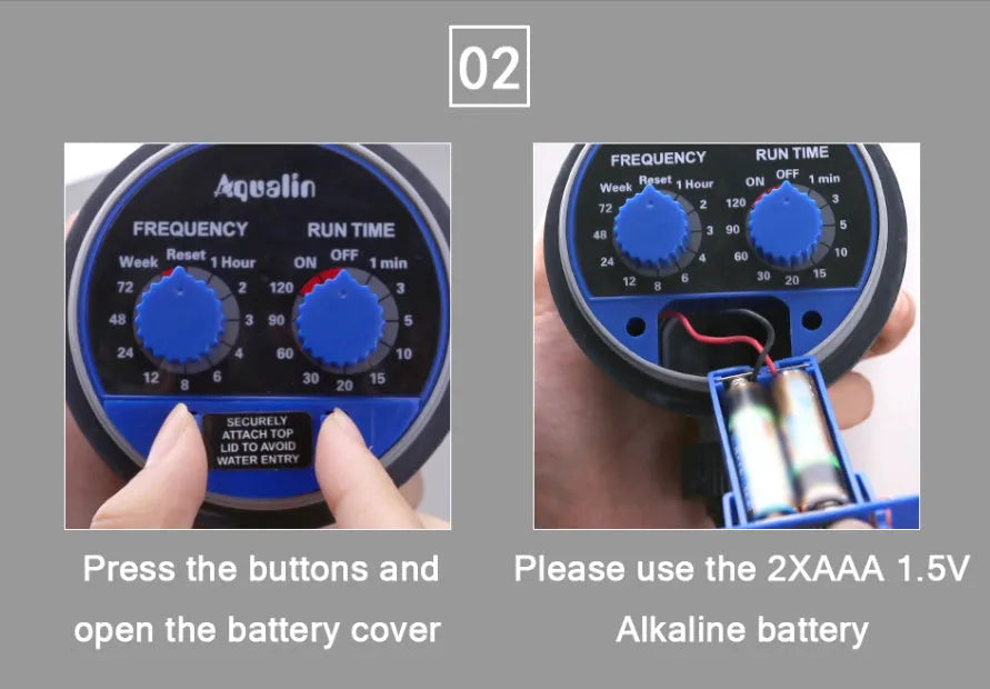 Automatic garden watering timer device with display and 3/4 inch hose connection