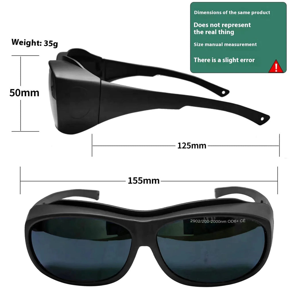 200-2000nm wavelength laser welding protection goggles with polycarbonate construction and protective cloth