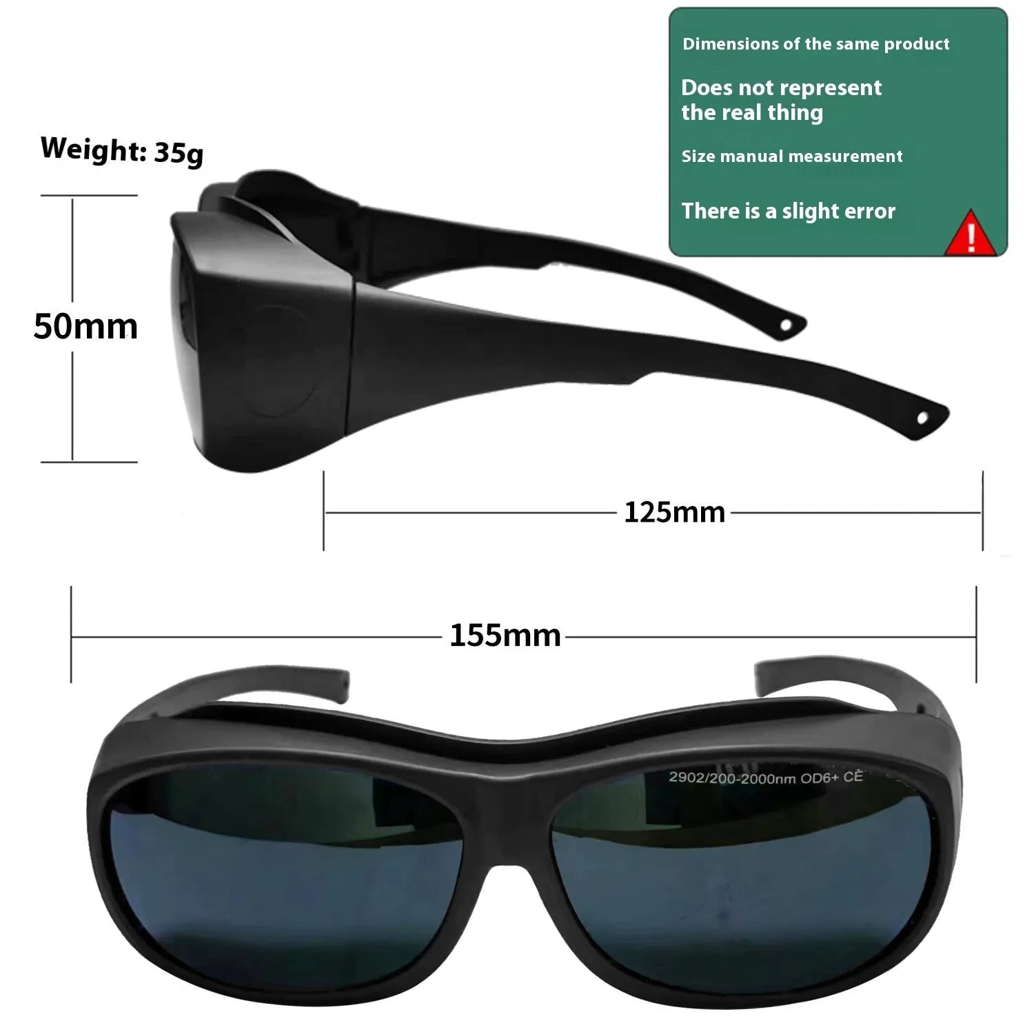 200-2000nm wavelength laser welding protection goggles with polycarbonate construction and protective cloth