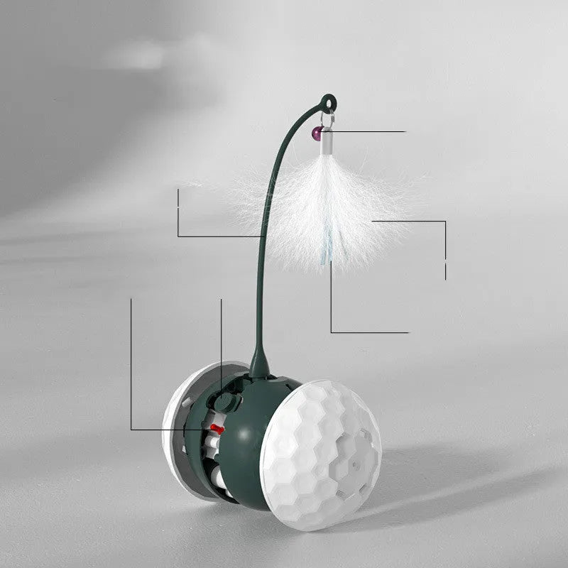 Electric intelligent bite resistant cat toy with USB pendulum ball and feather accessory in red colour