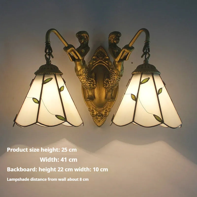 American mirror headlight bathroom lamp oval mermaid design white or leaves style wall mounted LED compatible