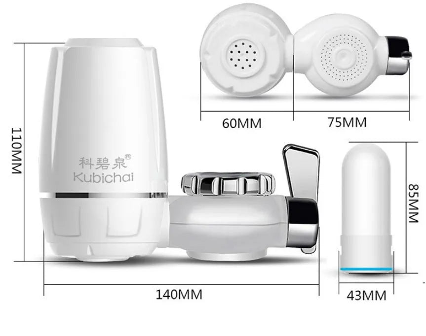 White kitchen faucet water filter with ceramic cartridge and universal tap adapters