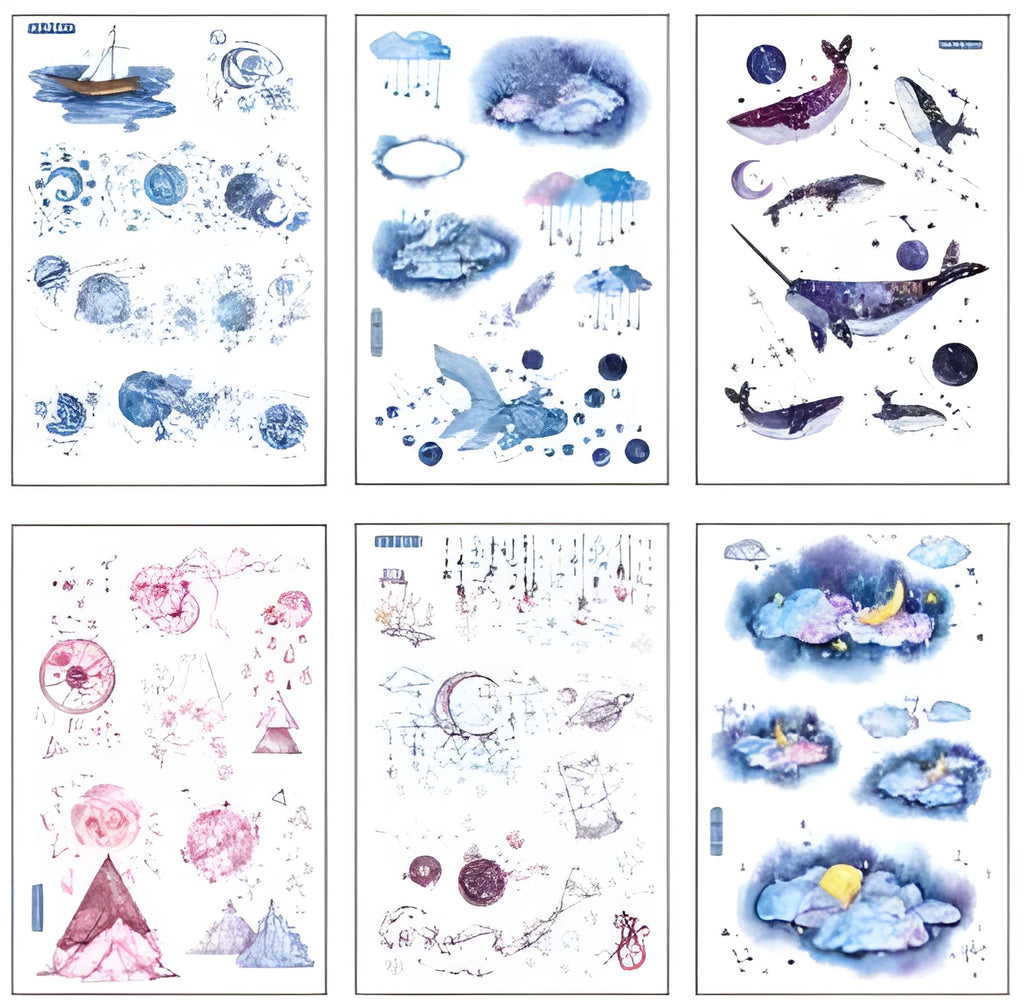 Abu Sticker set with Japanese paper material showing fantasy stars design at 10.5cm by 14.1cm size