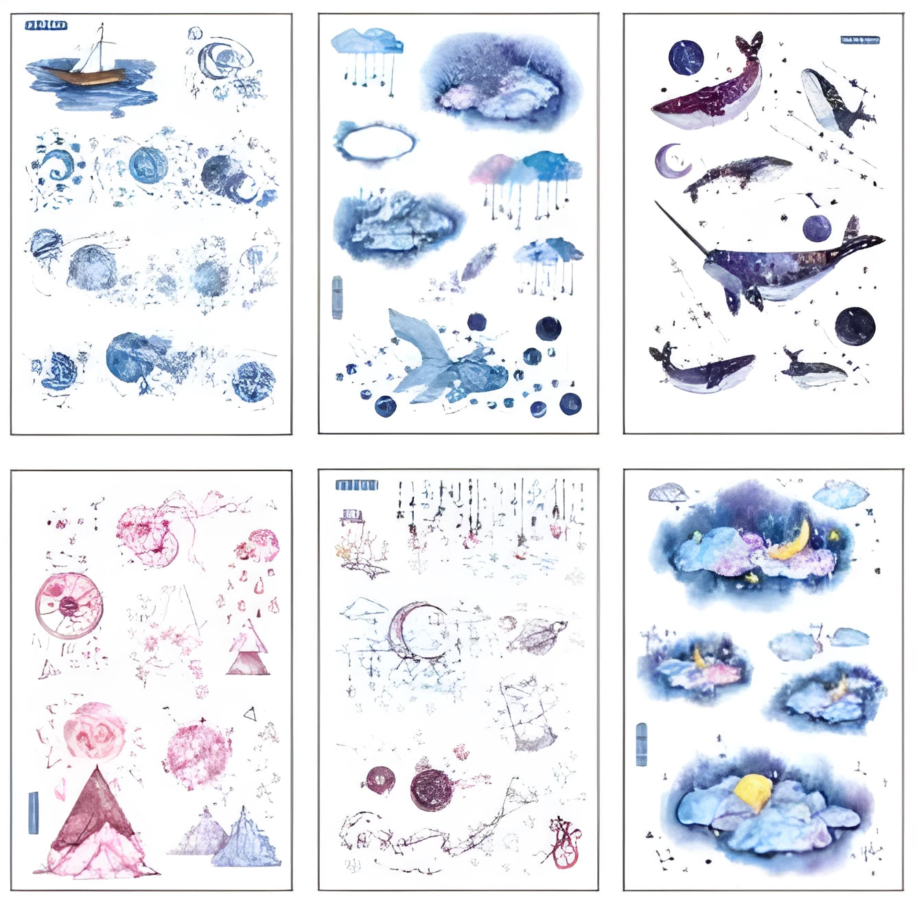 Abu Sticker set with Japanese paper material showing fantasy stars design at 10.5cm by 14.1cm size