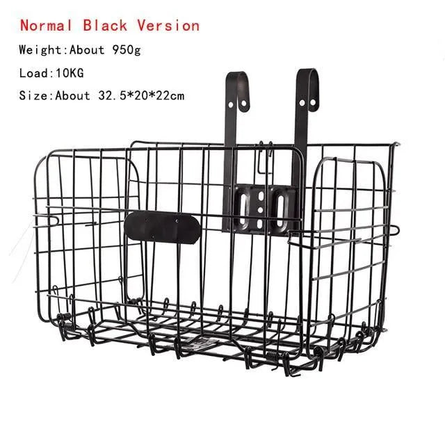 Folding steel bicycle basket in silver, 32.5 cm long, for mountain and road bikes