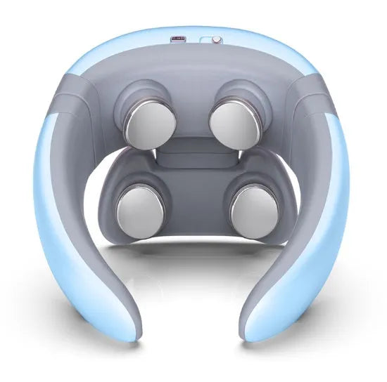 Smart electric pulse back and neck massager with 4 heads, remote control, and hot compress