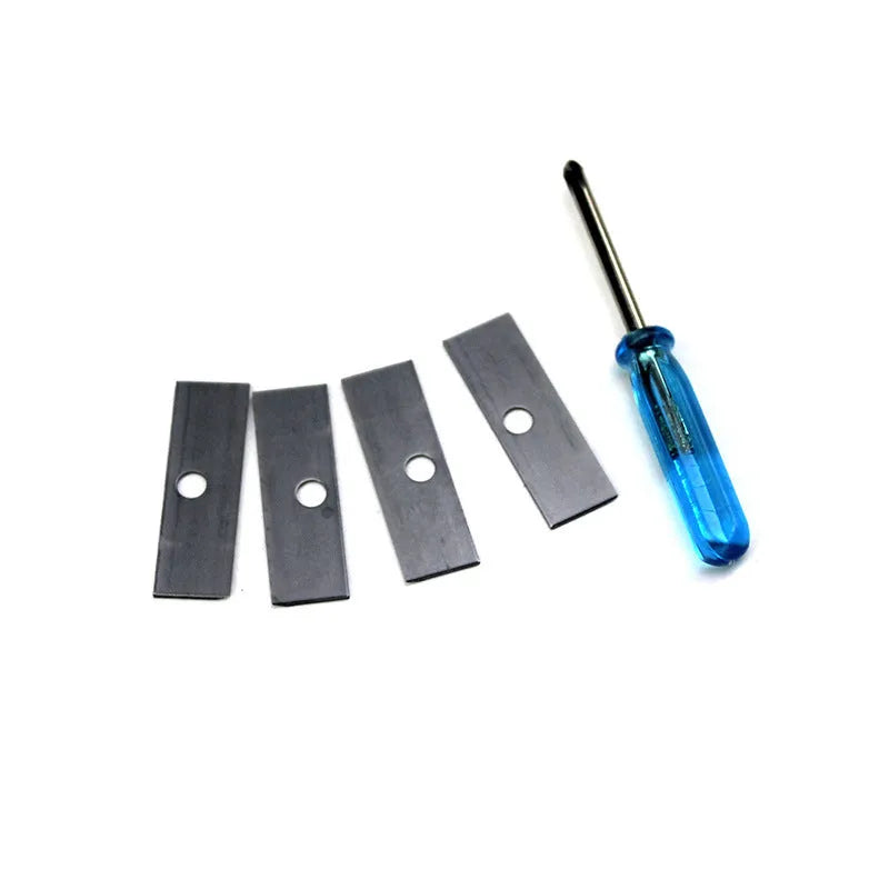 Geometric shaped plastic pencil sharpener with four distinct sharpening holes.