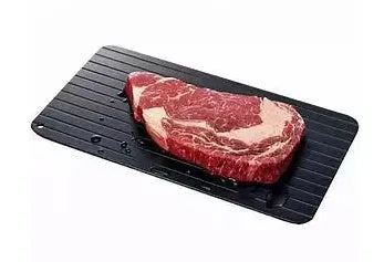Black aluminum defrosting tray for thawing frozen meat without electricity