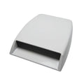 Black, white, and silver ABS plastic car decoration simulation air vent with tapered design.