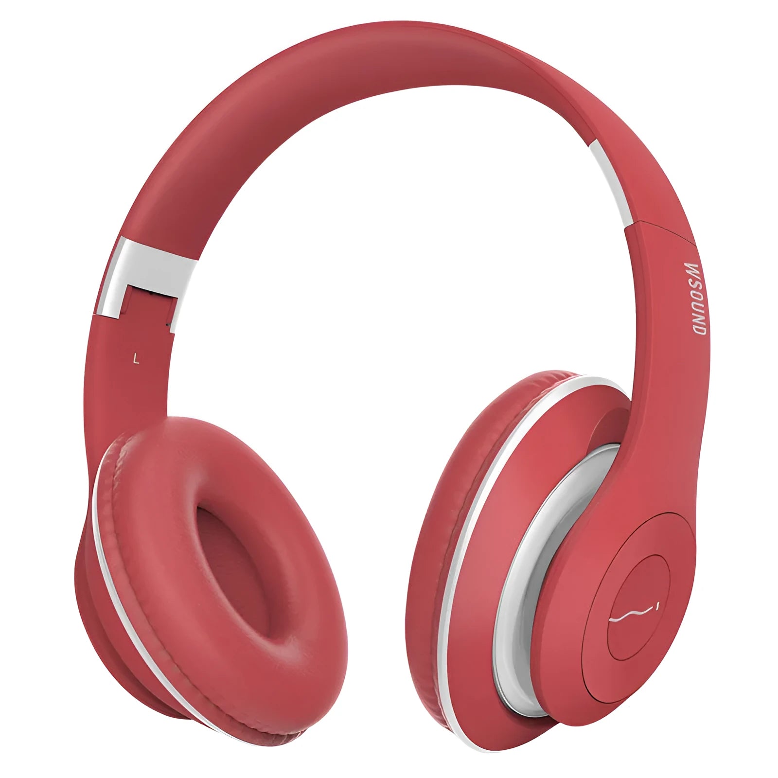 Blue and red Bluetooth wireless headset with bilateral stereo design for single or double ear use