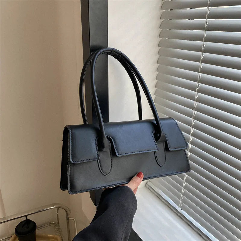 Women's retro style small square shoulder bag in PU with document pocket interior