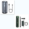 Black handheld wireless car vacuum cleaner with dust bin and blower hose
