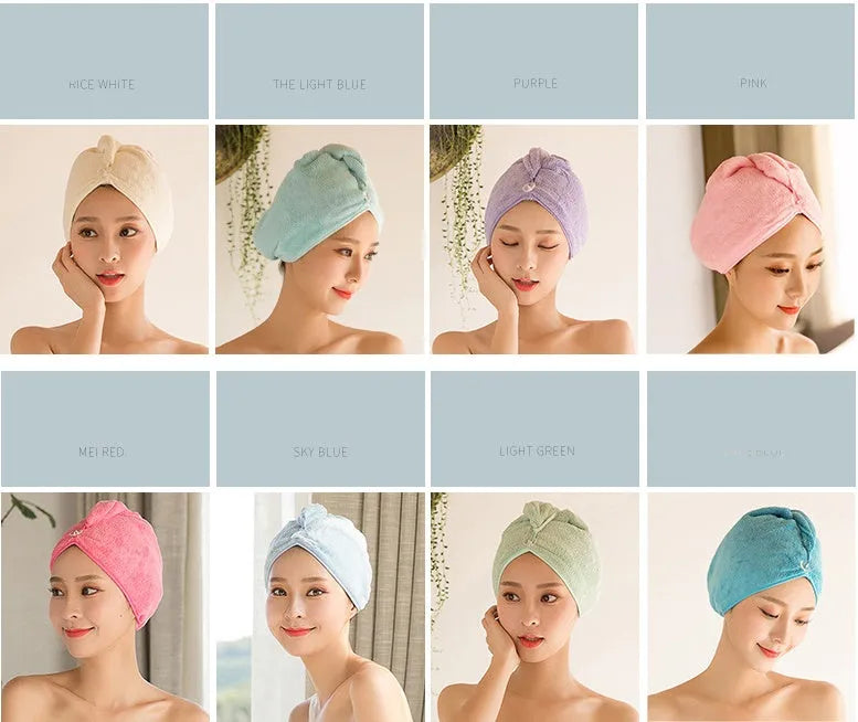 Women's microfiber hair drying cap absorbent towel bonnet 60cm by 25cm