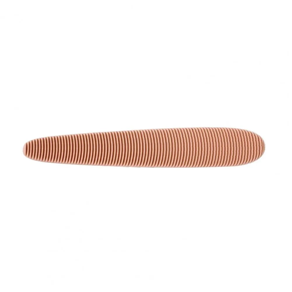 Grey cat grooming comb with dual-ended design and tongue texture surface