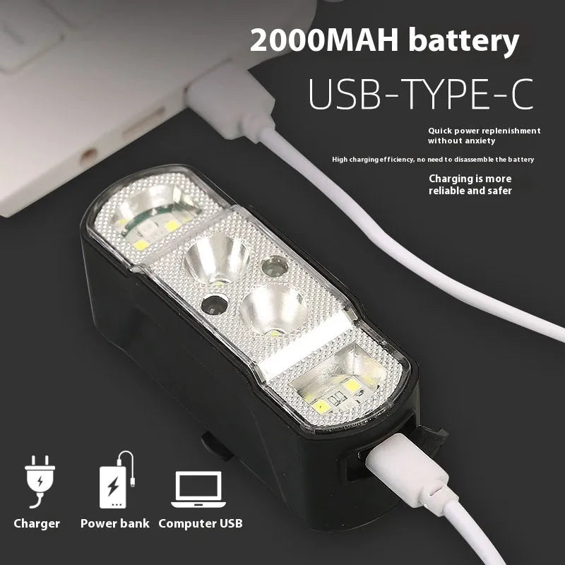 Black bicycle headlight with 350 lumen output and 18650 lithium battery