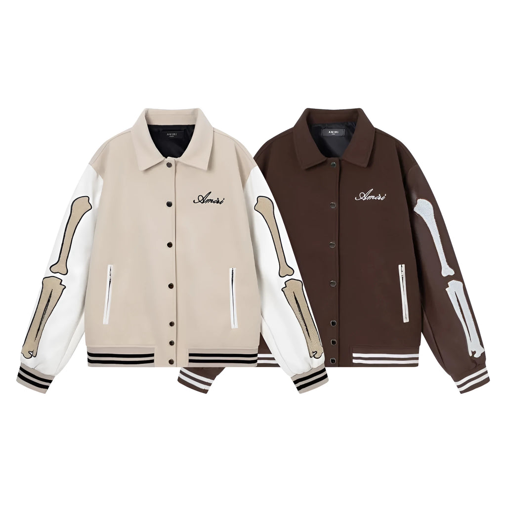 Women's bone stitch embroidered wool jacket in apricot colour, showing front design.