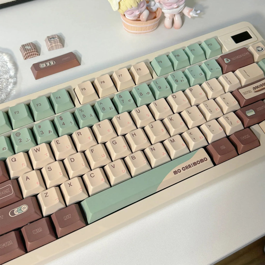 CAP Adaptive Cross Satellite Shaft mechanical keyboard keycap set in Matcha Theme colour.