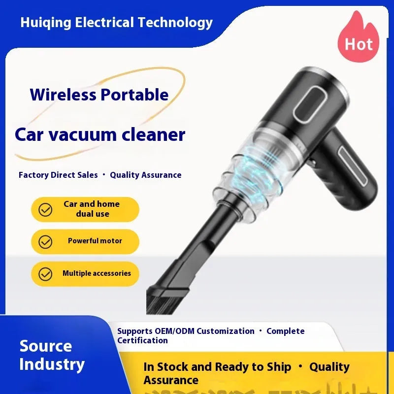 Portable USB dust collector in black with double filter element for car vehicle-mounted home use