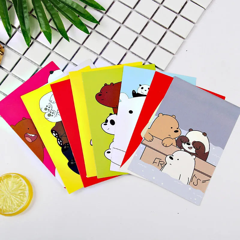 Nine minimalist cartoon style postcards showing Paris tower historic landmarks
