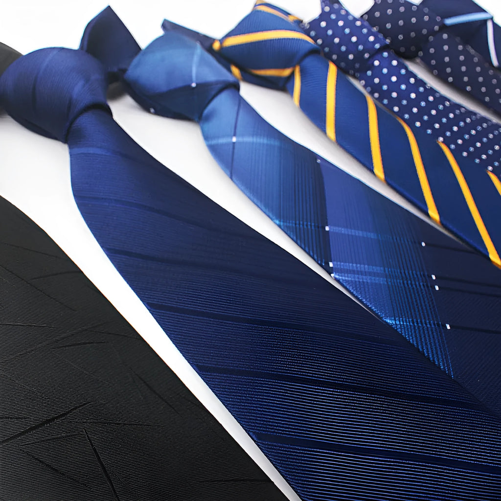 7-8cm wide polyester jacquard business tie with striped pattern in arrow style