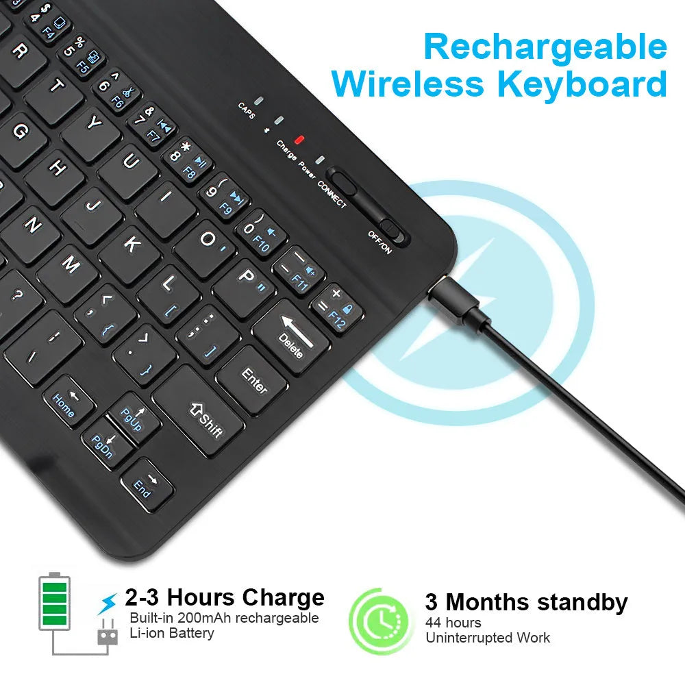 Mini black or white Bluetooth wireless keyboard for tablets with long battery life