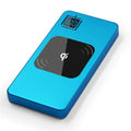 Portable power bank with alloy shell and LCD display in black silver red or blue colours