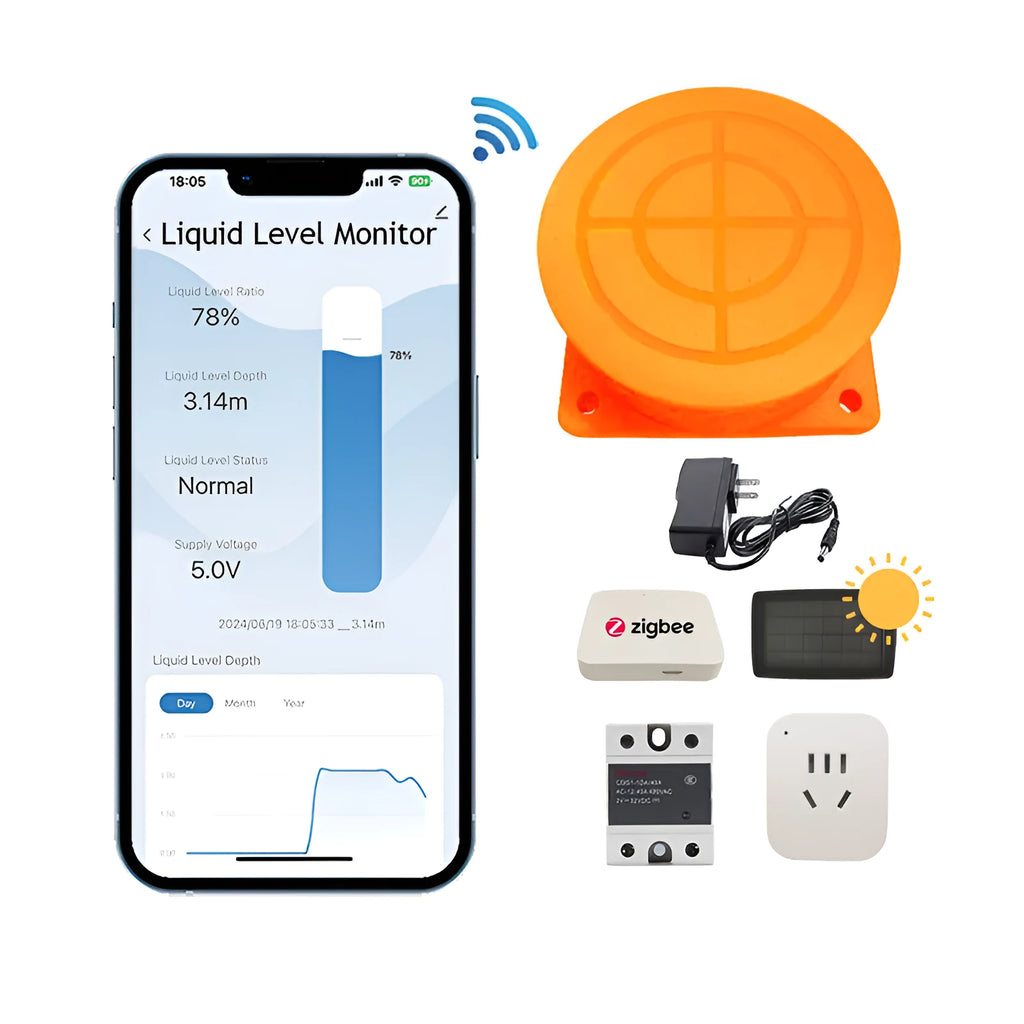Moray ME201W wireless fluid level monitor sensor for water and oil tanks with Tuya SmartLife app integration