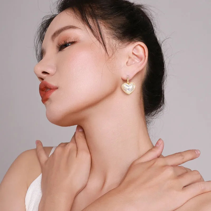 Gold alloy women's ear clip with summer love design and clip-on mechanism