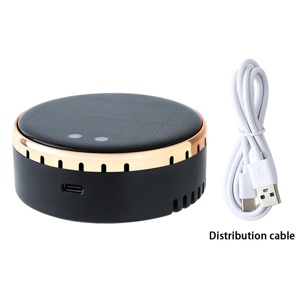 Solar-powered car air humidifier mounted on vehicle air conditioning outlet in black colour