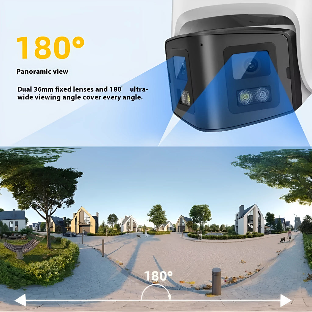 4MP dual-lens IP CCTV camera with panoramic safety belt mounting system