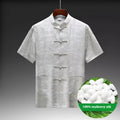 Mulberry silk Chinese style Tang suit for men in traditional design with woven construction
