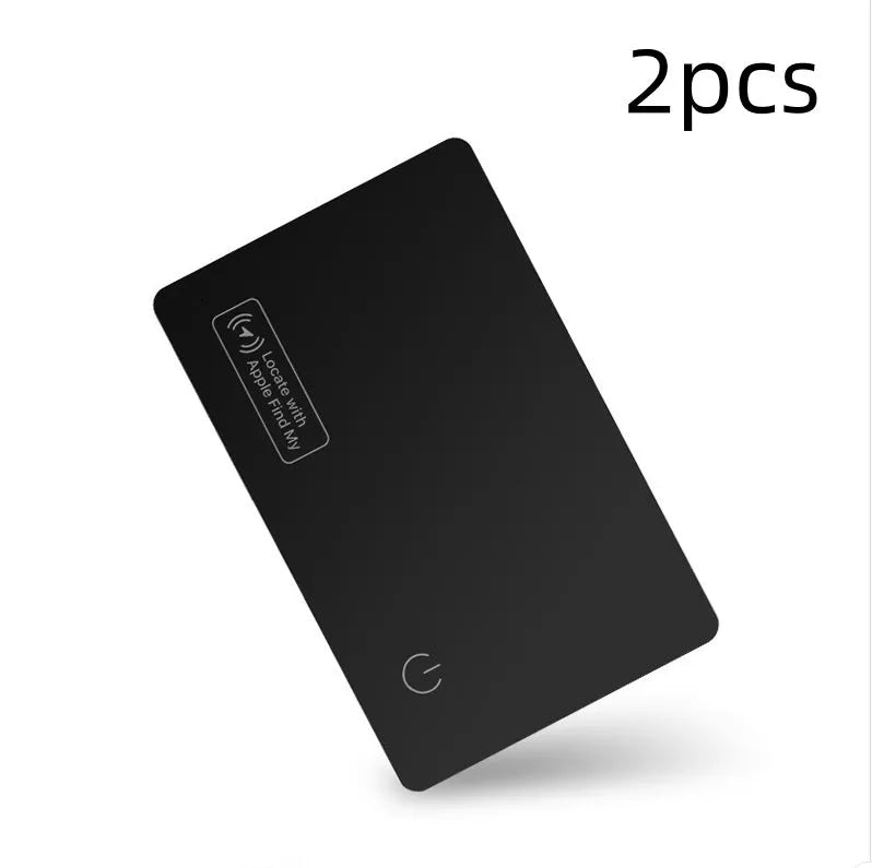 Black ultra-thin anti-loss alarm card for Apple devices with wallet placement