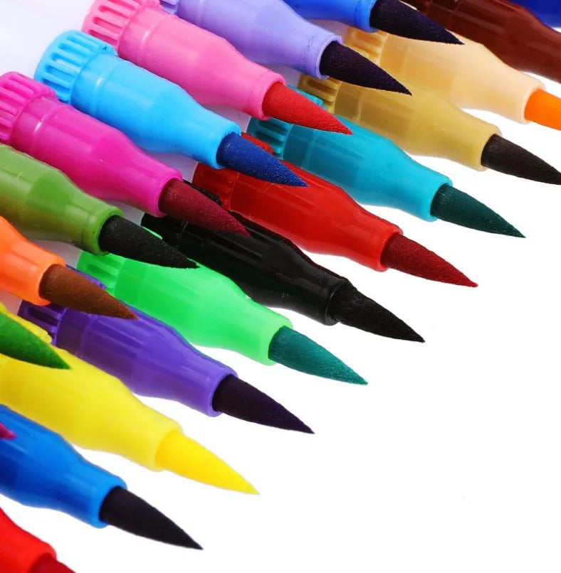 Set of 48 dual-tip watercolour pens with brush and fine nibs for artists.