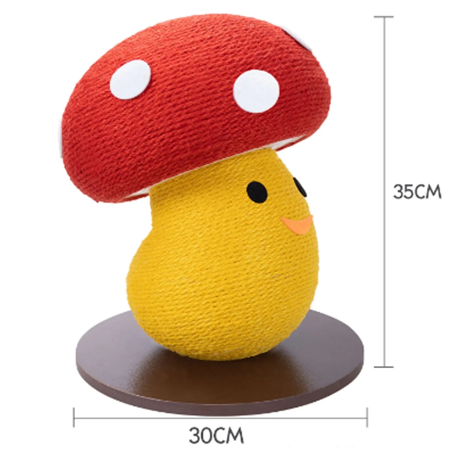 Foldable accordion cat scratcher with round mushroom lounge measuring 35x30x30cm