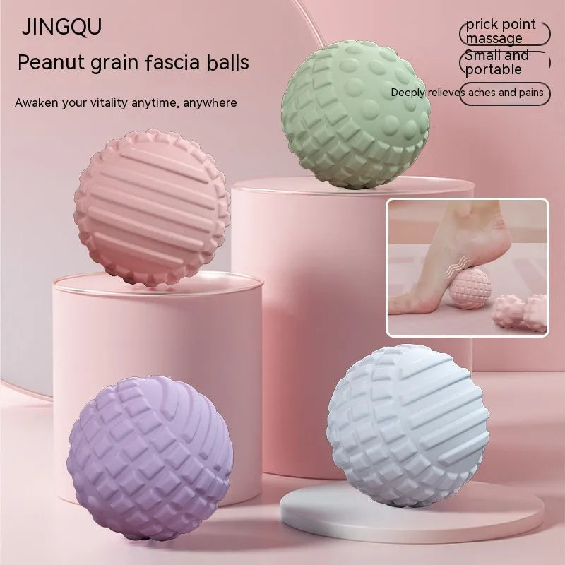 TPR foot massage ball set showing 6cm yoga balls and peanut massage balls in blue colour option